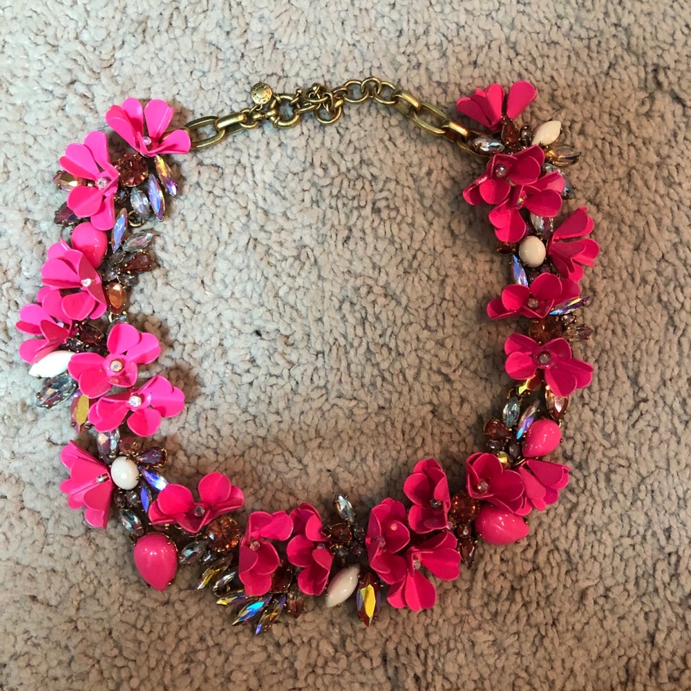 J Crew pink flower necklace